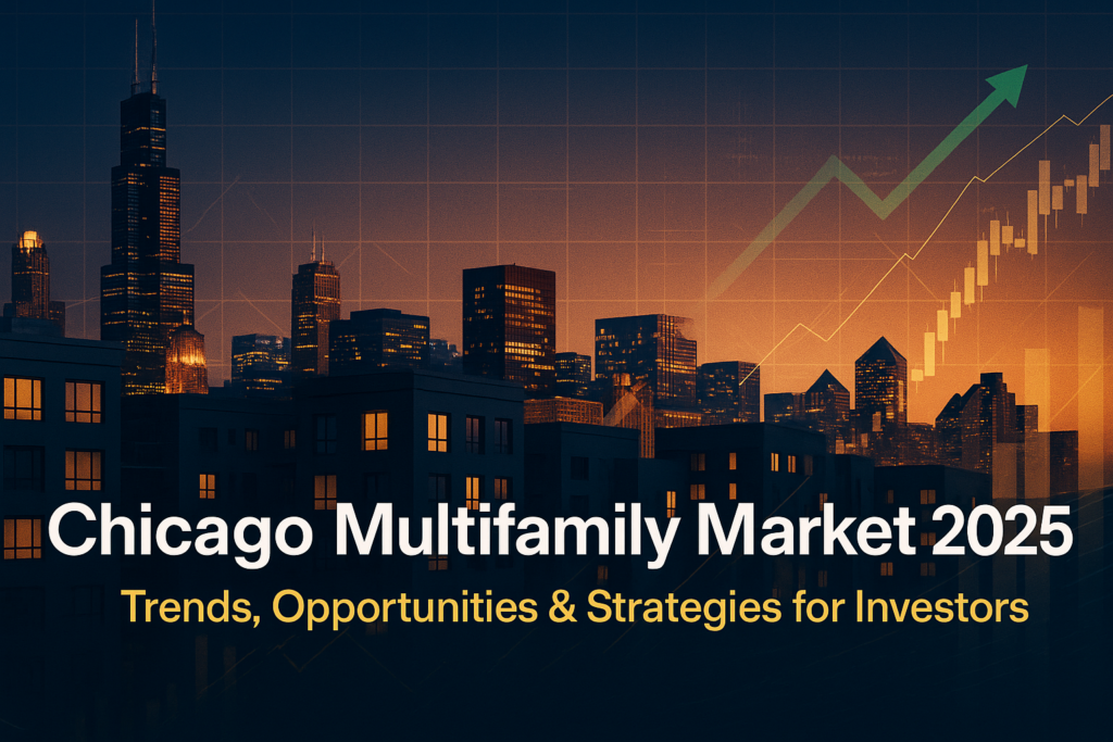 Chicago multifamily investment opportunities 2025 aerial skyline view with apartment buildings